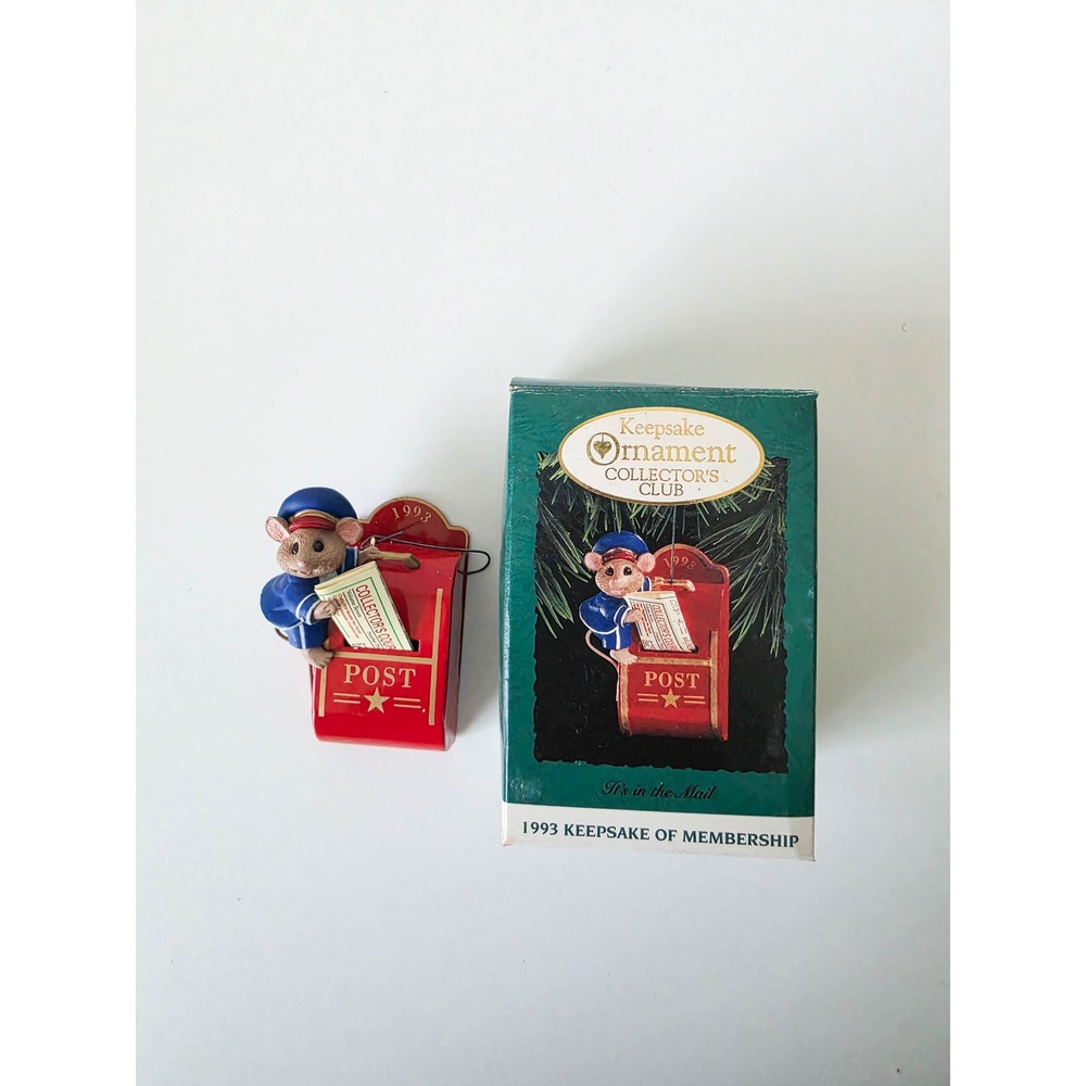 Hallmark Keepsake Ornament 1993 Its in the Mail Mouse Post Mailbox Vintage Box